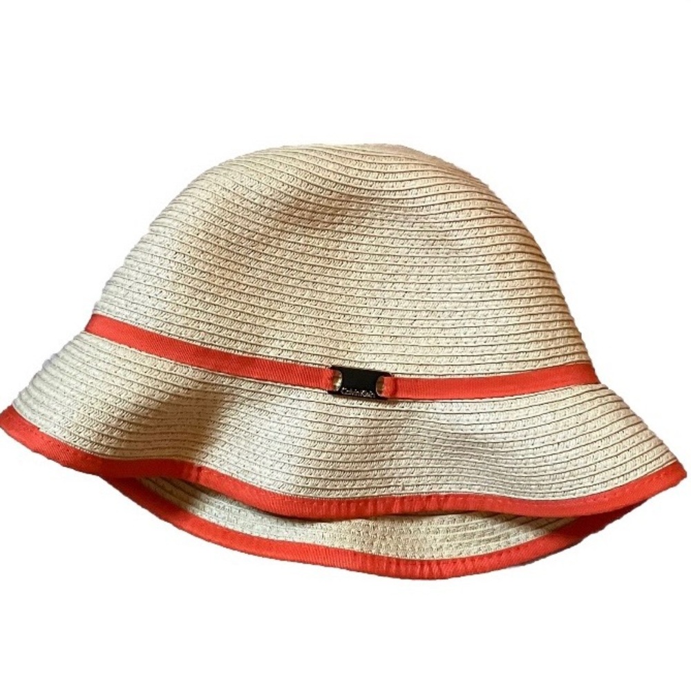 Cruisewear Beach Designer Calvin Klein Straw Fedora OS Natural Orange Packable